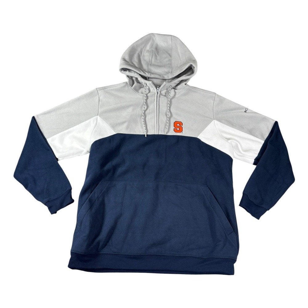 Columbia Syracuse University Fleece Hoodie Mens XL Quarter Zip Navy Grey C2301MF